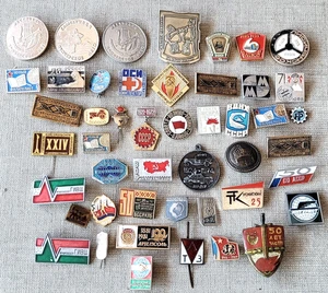 Set of 47 Different RARE USSR Soviet badges pins - Picture 1 of 21
