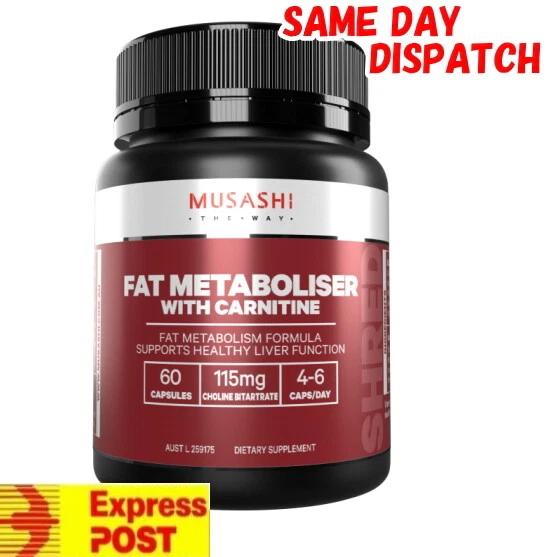 MUSASHI FAT MOBILISER + L-CARNITINE 60 CAPSULES METABOLISER FAT BURNER MEGA WITH - Image 1 of 1