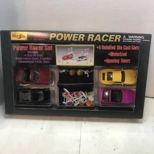 RARE! 1998 Maisto Power Racer Set 4 Cars W/ Crewmen & Road Cones / Sign 22071 - Picture 1 of 4