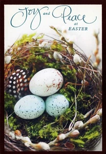 Religious EASTER Card, Joy & Peace Bird Nest Eggs Romans Verse by DaySpring +✉ - Picture 1 of 5