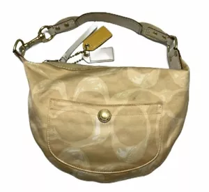 ^ Coach Hampton Scribble Signature Schultertasche in Creme Gelb Satin L05J-132 - Bild 1 von 7