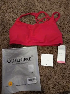 Queenie Ke Women's Medium Support Strappy Back Energy Sport Bra Yoga Size Large - Picture 1 of 2