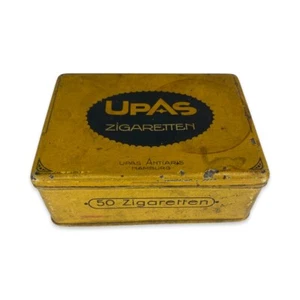 RARE Vintage UPAS Antiaris Hamburg 50 Zigaretten Box German Cigarettes Metal Box - Picture 1 of 6