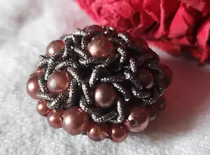 Vintage 2.9cm Beaded Round Beaded Setting Button Ref 5719 - Picture 1 of 4