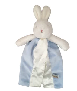 Bunnies By The Bay Blu Peluche Bianco Raso Lovey Coperta di Sicurezza Ciuccio Cinghia - Foto 1 di 6