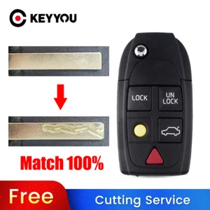 BLADE CUT by PHOTO Car Key Case For Volvo XC70 XC90 S60 S80 V70 Auto Remote Flip - Imagen 1 de 9