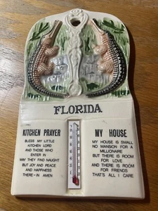 Vintage FLORIDA Ceramic Kitchen Prayer My House Poem Spoon Rest & Thermometer - Picture 1 of 8