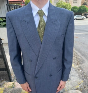1970s Vintage Wool Mohair handtailored Bespoke angelo Litrico retro db suit 42R - Picture 1 of 16