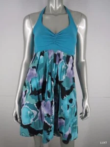 Vestido Susana Monaco Mini Halter NUEVO Talla 6 S Azul Calce Floral Llamarada Fiesta Cóctel - Imagen 1 de 9