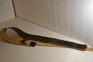 Perri's 2.5" Distressed Leather Guitar Strap Soft Leather Black/Grey P25PFD-1951 - Picture 1 of 5