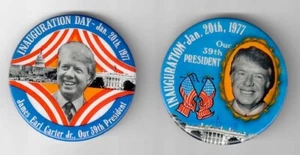 Schönes Paar 2 1/4" Zelluloid Jimmy Carter Eröffnungstasten von 1977 - Bild 1 von 1