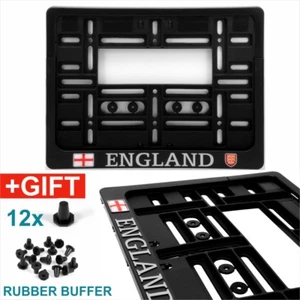 Square Number Plate Holder Surround 4x4 van caravan 11x8 Chrome ENGLAND ENG Flag - Picture 1 of 7
