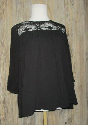 The Limited Black 3/4 Slv Top Lace Detail Sz Small Witchy Dark Romantic Goth Y2K - Image 1 of 4