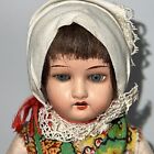 7.5” Antique German Painted Bisque Compo Limbs Peasant Girl Blue Glass Eyes #SF