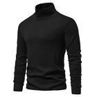 Solid Turtleneck Long Sleeve Sweater Jumper Men's Knitted Pullover Top Wine Red