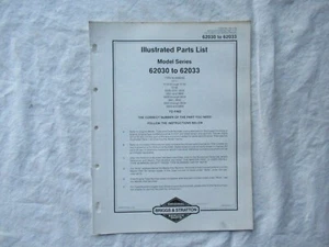 Briggs & Stratton Engine Model Series 62030 to 62033 Parts List Catalog Manual - Picture 1 of 3
