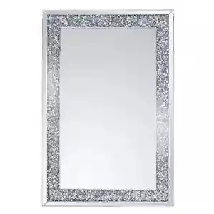 Espejo de Diamante Triturado 120x80 cm Cristal Aderezo Plata Brillante Pared Largo Completo - Imagen 1 de 2