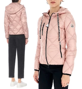 MONCLER Olux Down Diamond-Quilted Hooded Puffer Jacket in Light Pink XL/5 $1245 - Picture 1 of 24