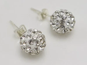 5 Pairs Sparkle Clay Rhinestone Ear Stud 10mm Crystal Pave Disco Ball Earrings - Picture 1 of 4