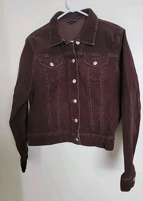 Chaqueta corta Lands' End marrón pana camionero talla M~bolsillos~sin forro Foto 1 de 4