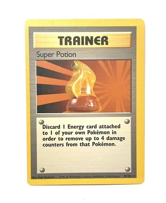 Super Potion 90/102 Base Set Pokemon Card - LP Miscut Off Center Off Error - Image 1 of 4