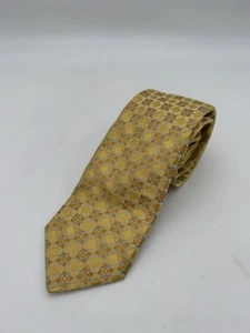 IKE BEHAR Mens Silk Necktie Yellow Floral Tie Geometric Made In USA XL - Picture 1 of 8