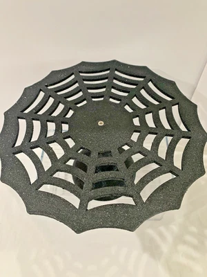 Soporte para pastel de Halloween con diseño de telaraña brillante negro Foto 1 de 3