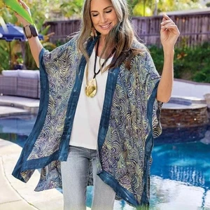 SOFT SURROUNDINGS Printed Kimono Jacket Top Size large/ XL swirl abstract - Picture 1 of 12