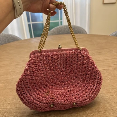 Cartera sin asas Frances Hirsch rosa y dorado de colección con bolsillo interior con cuentas Foto 1 de 4