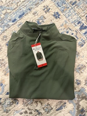 Camiseta deportiva elástica activa Ben Sherman para hombre con cremallera en cuarto, verde, talla M Foto 1 de 3