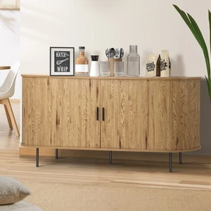 Oikiture Buffet Sideboard Cupboard Sliding Doors Pantry Storage Cabinet Natural - Picture 1 of 10