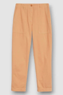 $534 Dries Van Noten 女式橙色 Pira 直筒棉质裤子 40 码 — 第 1/4 张图片