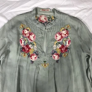 Johnny Was Floral Embroidered Long Sleeve Tunic Keyhole S Top Peasant Bohemian - Picture 1 of 17