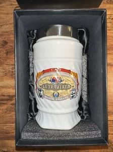 CAO LA TRAVIATA MARCA SELECTA WHITE GLASS CIGAR HUMIDOR JAR - Picture 1 of 7