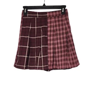HOLLISTER ULTRA HIGH-RISE PLEATED PLAID SKIRT Skater Burgundy Size Small XS NWT - Picture 1 of 6