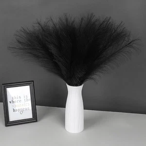 30 Pcs Pampas Grass Black Decor 21.7" Fluffy Faux Short Pampas Grass Artificial - Picture 1 of 12
