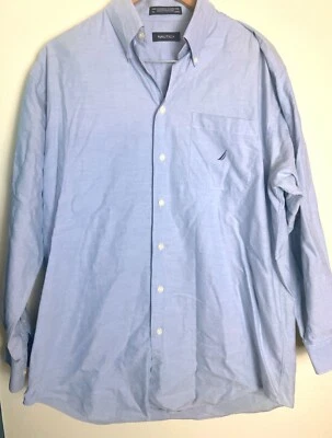 Camisa social masculina Nautica 16 32/33 manga longa botão azul - Imagem 1 de 4