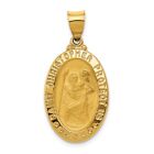14k Yellow Gold Satin St. Christopher Medal Hollow Pendant Gift for Mom 1.36g