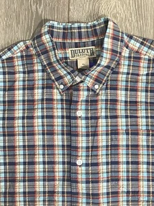 Duluth Trading XL camicia uomo cotone abbottonata manica corta tasca plaid blu - Foto 1 di 5