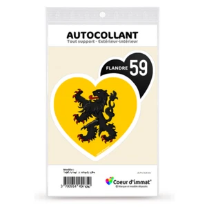 Sticker autocollant Coeur J'aime la Flandre 59 - Drapée - Picture 1 of 6