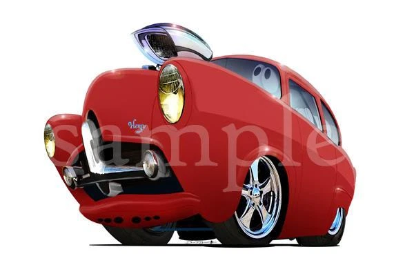 1951 Henry J ProStreet Cartoon T-Shirt  Assort #6864 vintage antique auto art - Image 1 of 1