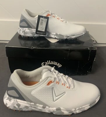全新 - 男式 Callaway Coronado V2 高尔夫鞋 CG400WM,尺寸 9.5 中号,白色/灰色 — 第 1/4 张图片