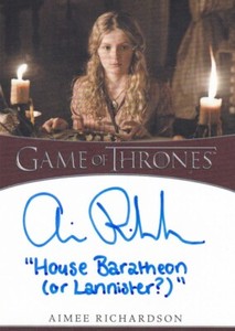 Game of Thrones Iron Anniversary INSCRIPTION Autograph Aimee Richardson "House..