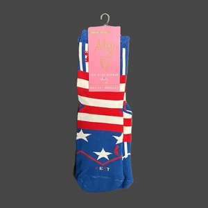 Aly Socks - Feat by Aly Raisman - Red White and Blue Stars Stripes USA Patriotic - Picture 1 of 2