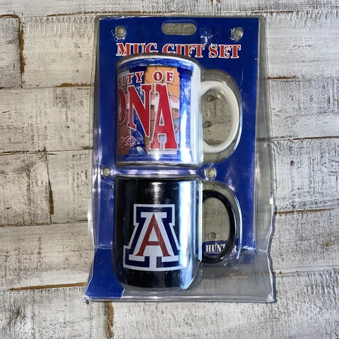 Never Used University Of Arizona Wildcats Mug Gift Set Of 2 Officially Licensed Cover