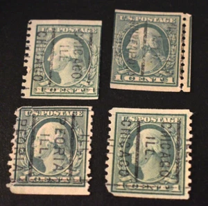 4 - 1916 US Stamps Scott #490 - 1 Cent Precancels Washington - Used/LH/NG/F-VF - Picture 1 of 2