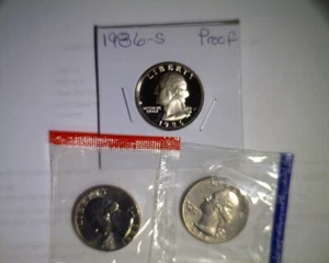 1986 pds Washington Quarters Unc como nuevo violonchelo y prueba - Imagen 1 de 2