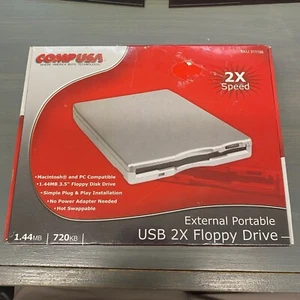 3.5" Floppy Drive Comp USA External Portable USB 2X Comp USA New SEALED - Photo 1/2