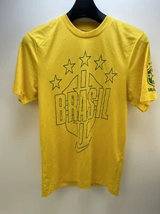 Nike CBF Brazil Soccer Team T-Shirt Yellow Mens Small Short Sleeve - Picture 1 of 6