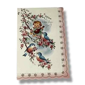 How Are You Angel Birds Vintage Get Well Karte FBX - Bild 1 von 4